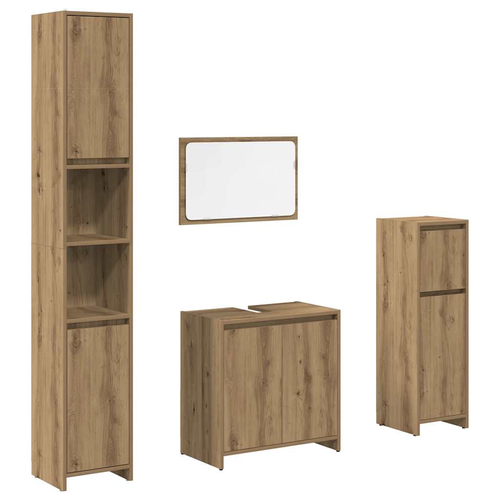 4 Piece Bathroom Furniture Set Artisan Oak Engineered Wood