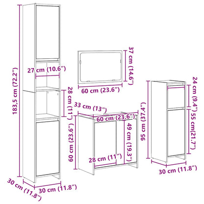 4 Piece Bathroom Furniture Set Artisan Oak Engineered Wood