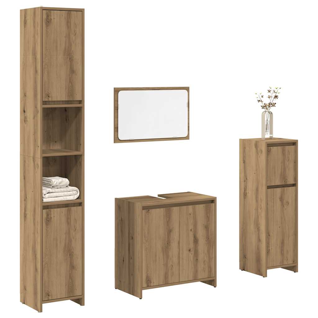 4 Piece Bathroom Furniture Set Artisan Oak Engineered Wood