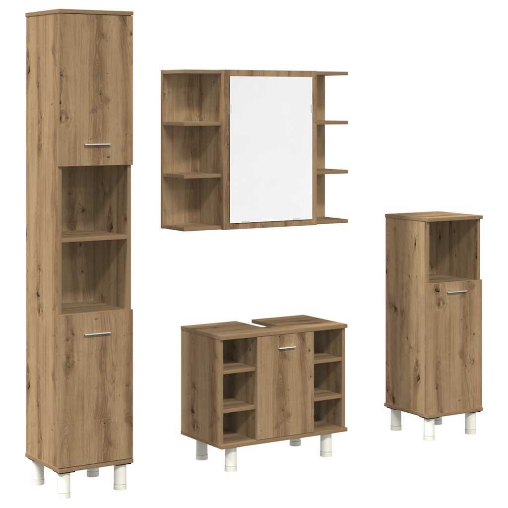 4 Piece Bathroom Furniture Set Artisan Oak Engineered Wood