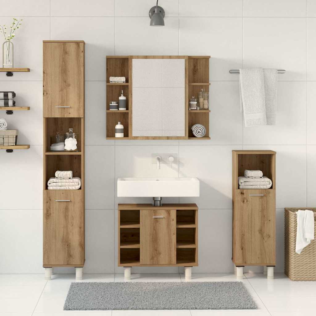 4 Piece Bathroom Furniture Set Artisan Oak Engineered Wood