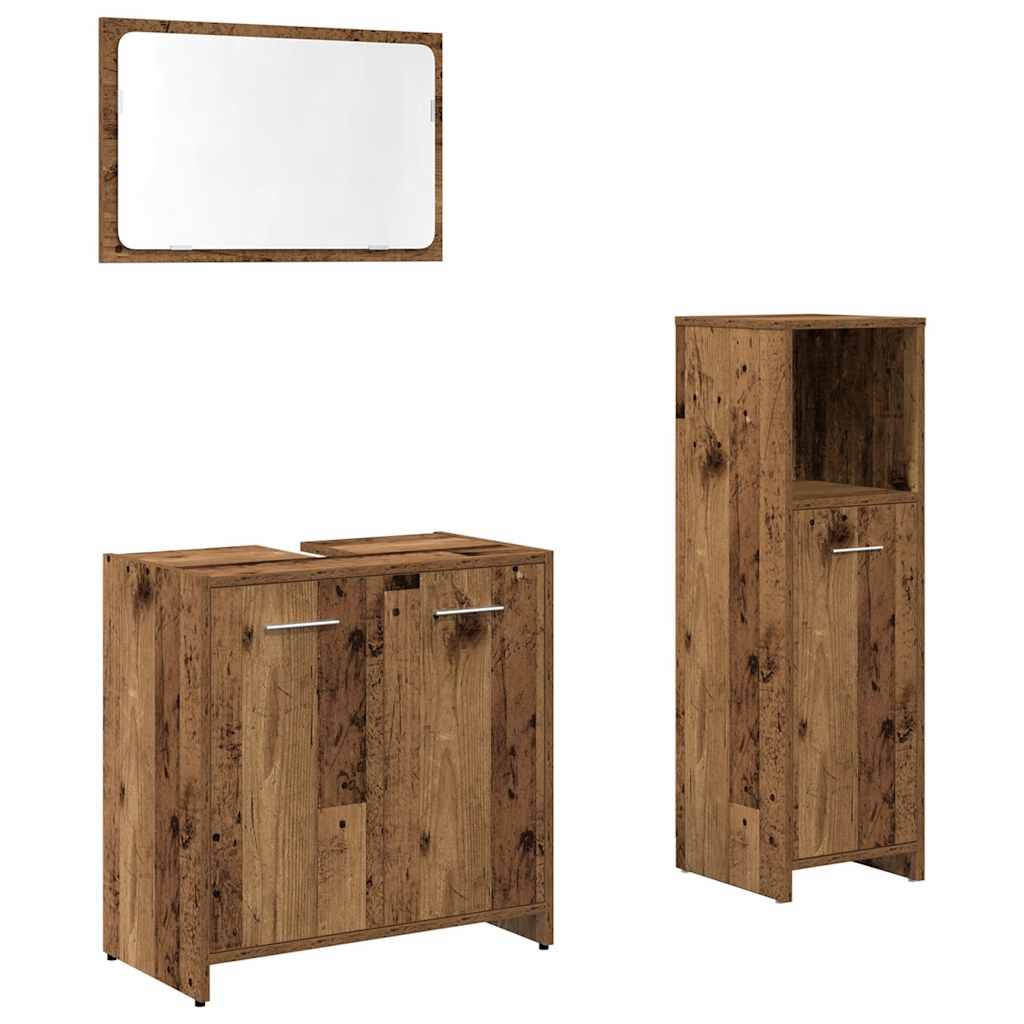 3 Piece Bathroom Furniture Set Old Wood Engineered Wood