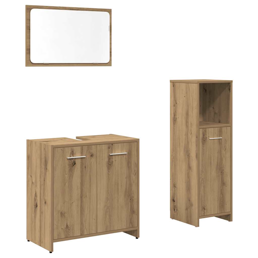 3 Piece Bathroom Furniture Set Artisan Oak Engineered Wood