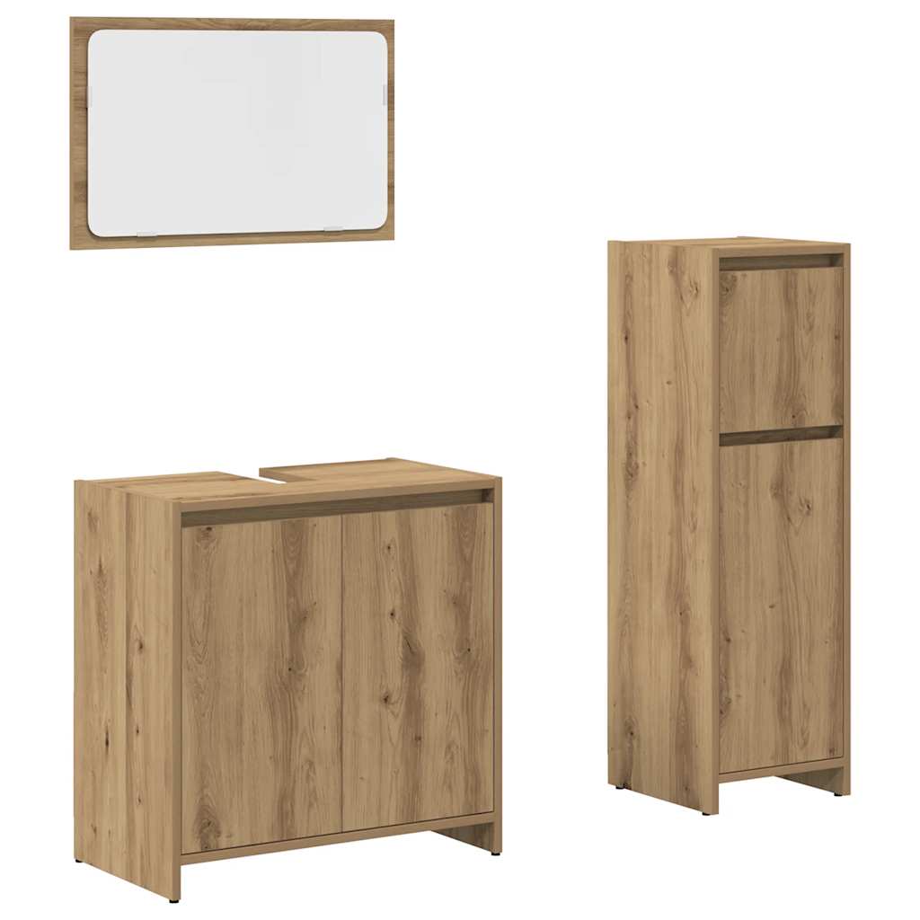 3 Piece Bathroom Furniture Set Artisan Oak Engineered Wood