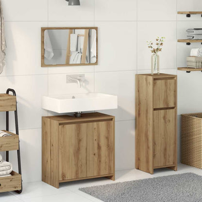 3 Piece Bathroom Furniture Set Artisan Oak Engineered Wood