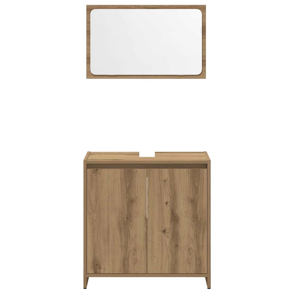 3 Piece Bathroom Furniture Set Artisan Oak Engineered Wood