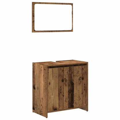 3 Piece Bathroom Furniture Set Old Wood Engineered Wood