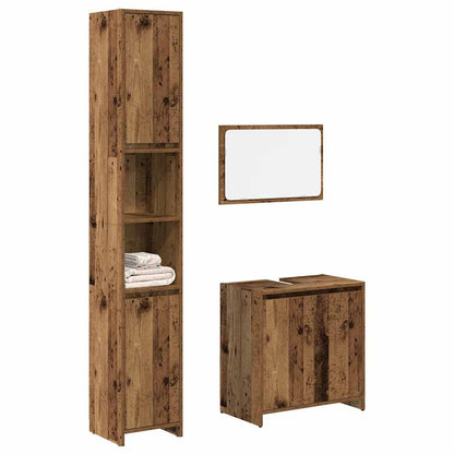 3 Piece Bathroom Furniture Set Old Wood Engineered Wood