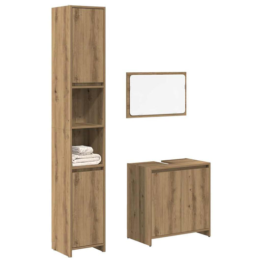 3 Piece Bathroom Furniture Set Artisan Oak Engineered Wood