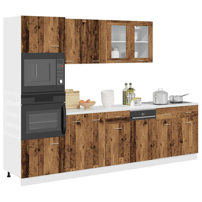 7 Piece Kitchen Cabinet Set Old Wood Engineered Wood