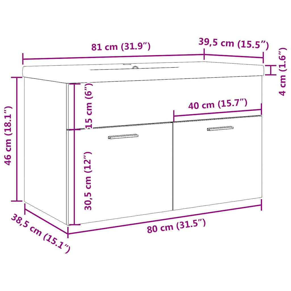 2 Piece Bathroom Furniture Set Old Wood Engineered Wood