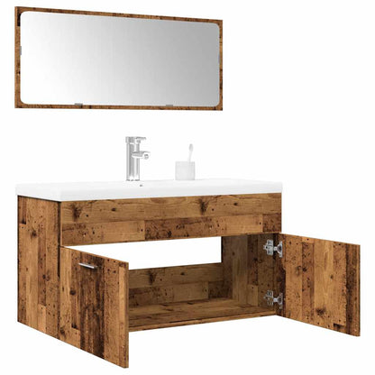 3 Piece Bathroom Furniture Set Old Wood Engineered Wood