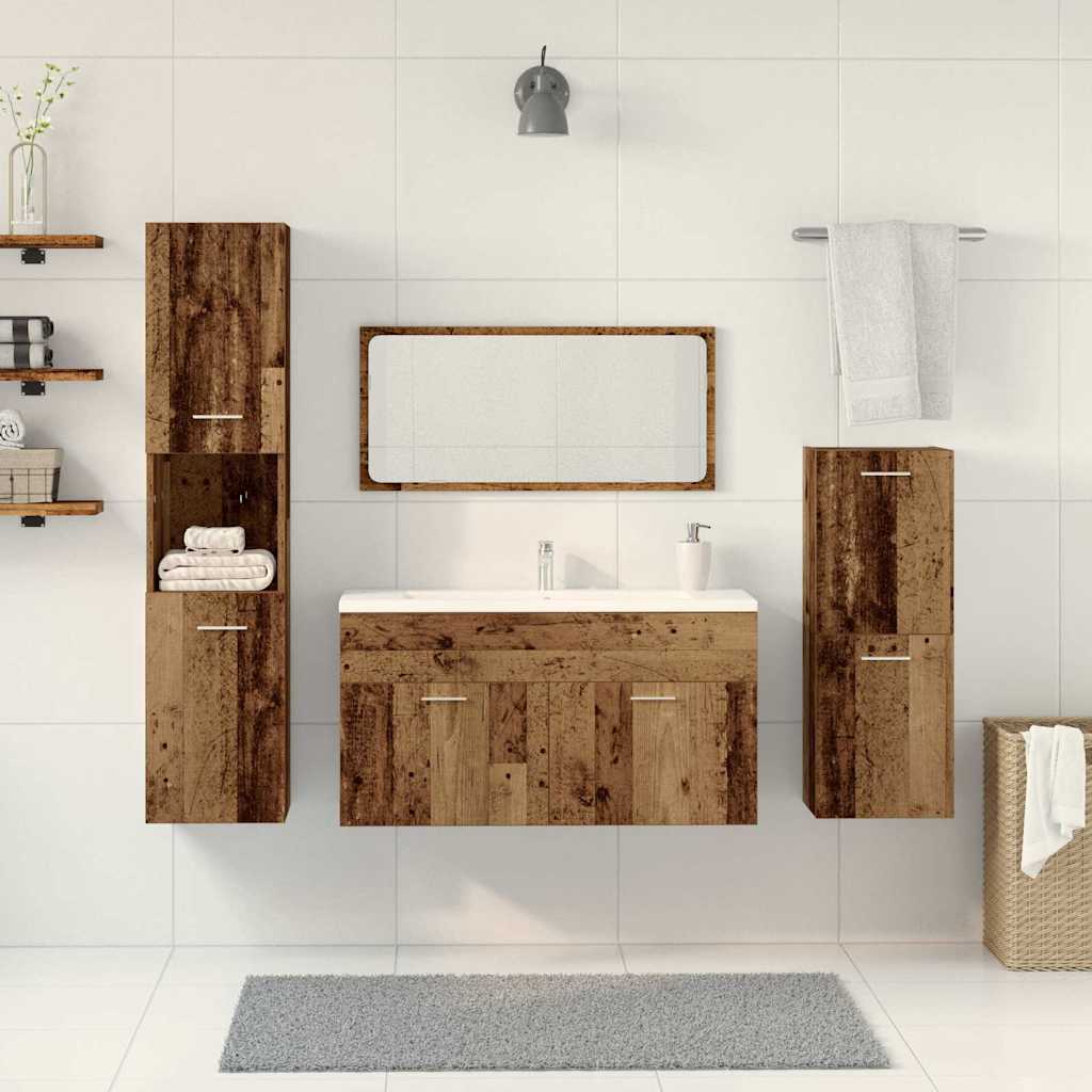 4 Piece Bathroom Furniture Set Old Wood Engineered Wood