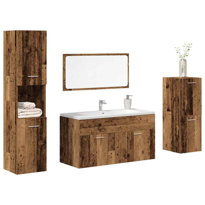 4 Piece Bathroom Furniture Set Old Wood Engineered Wood