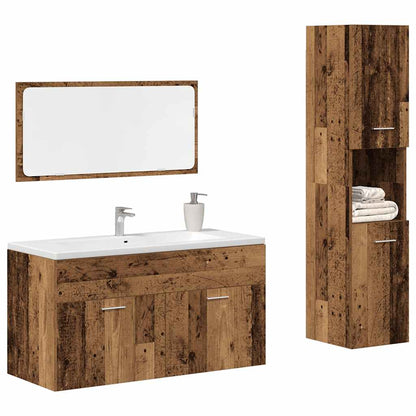 3 Piece Bathroom Furniture Set Old Wood Engineered Wood