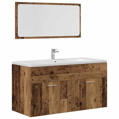 3 Piece Bathroom Furniture Set Old Wood Engineered Wood