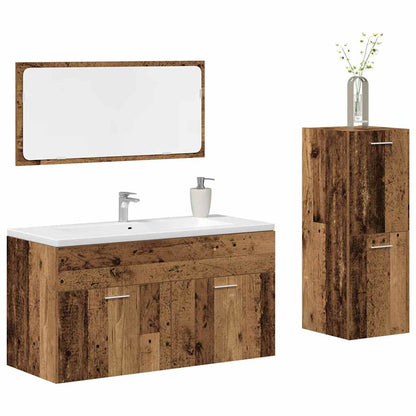 3 Piece Bathroom Furniture Set Old Wood Engineered Wood