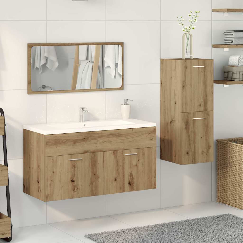 3 Piece Bathroom Furniture Set Artisan Oak Engineered Wood