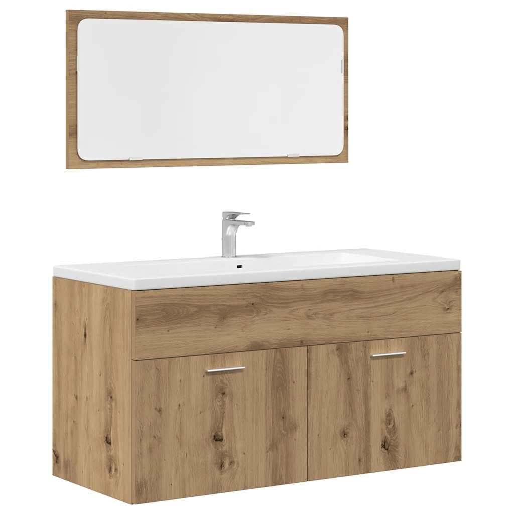 3 Piece Bathroom Furniture Set Artisan Oak Engineered Wood