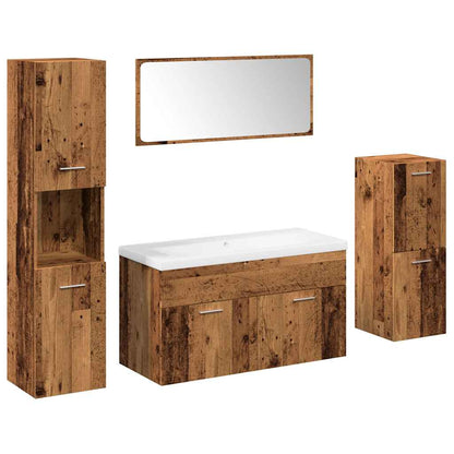 5 Piece Bathroom Furniture Set Old Wood Engineered Wood