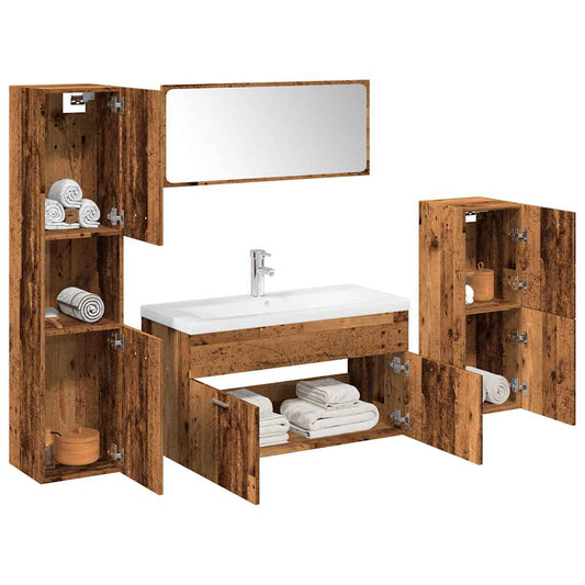 5 Piece Bathroom Furniture Set Old Wood Engineered Wood