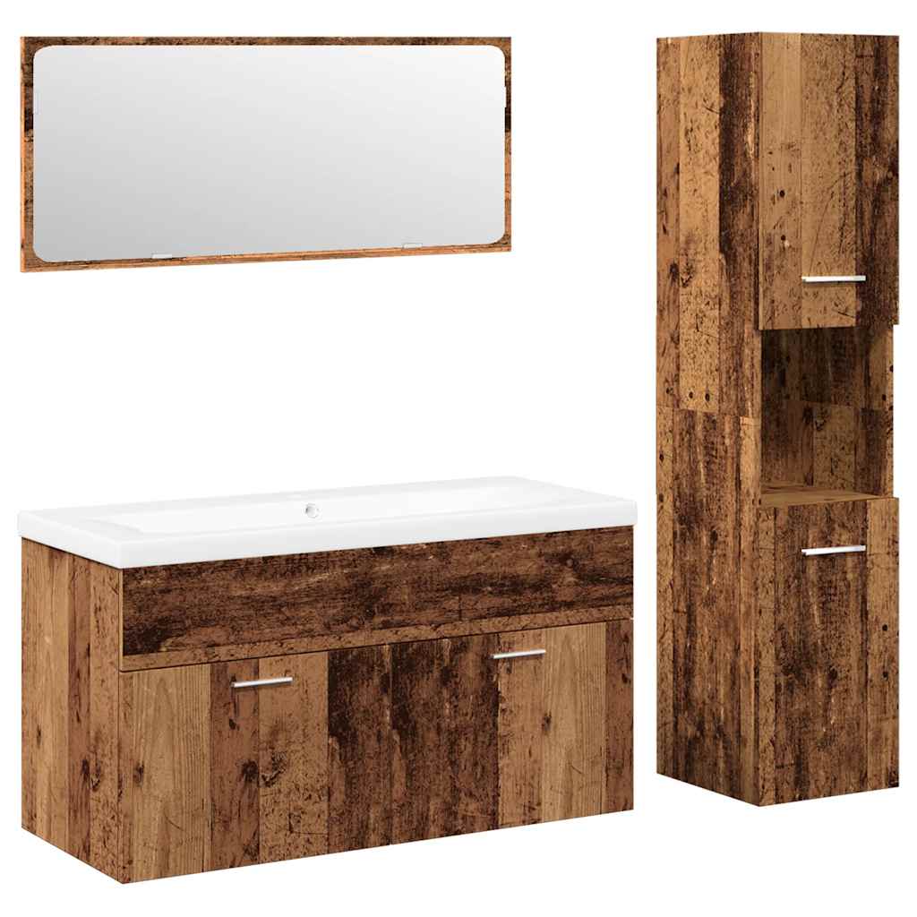 4 Piece Bathroom Furniture Set Old Wood Engineered Wood