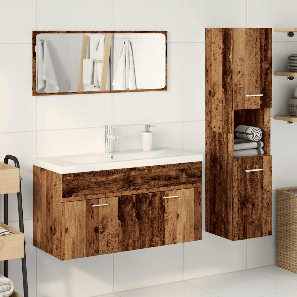 4 Piece Bathroom Furniture Set Old Wood Engineered Wood