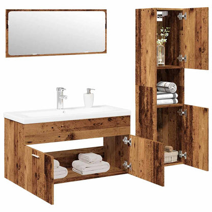 4 Piece Bathroom Furniture Set Old Wood Engineered Wood