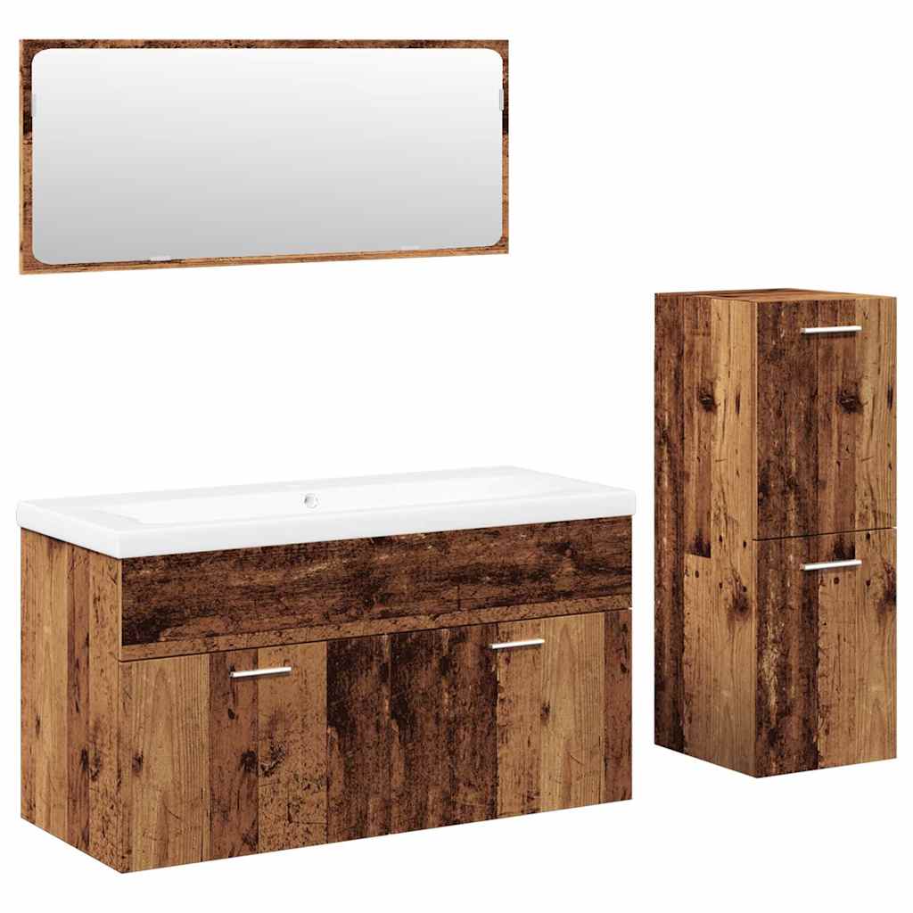 4 Piece Bathroom Furniture Set Old Wood Engineered Wood