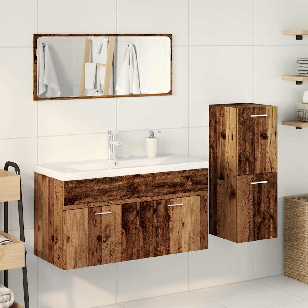 4 Piece Bathroom Furniture Set Old Wood Engineered Wood