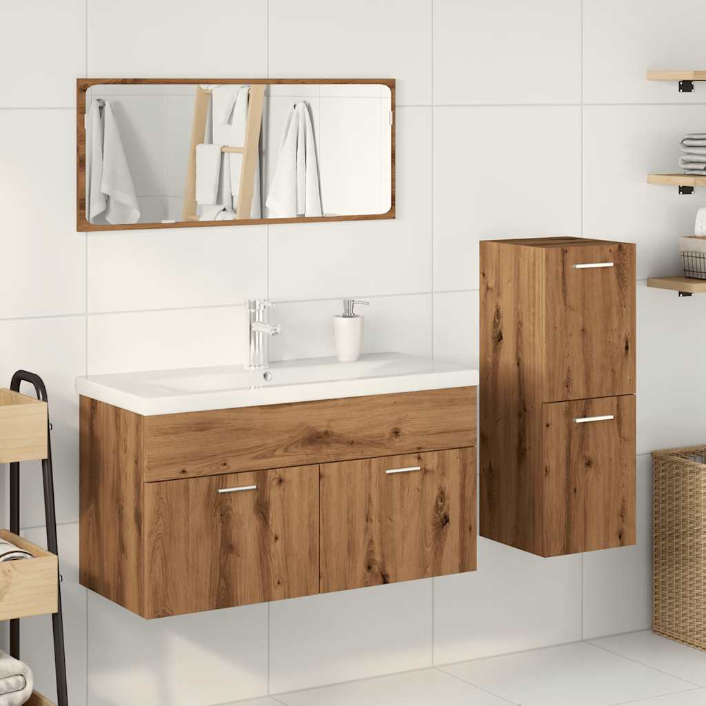 4 Piece Bathroom Furniture Set Artisan Oak Engineered Wood