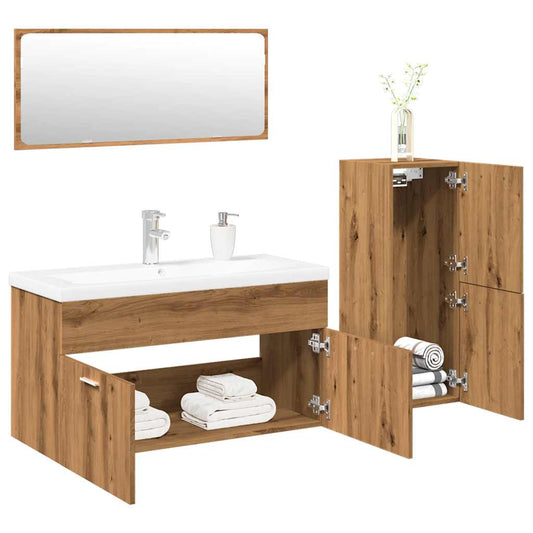 4 Piece Bathroom Furniture Set Artisan Oak Engineered Wood