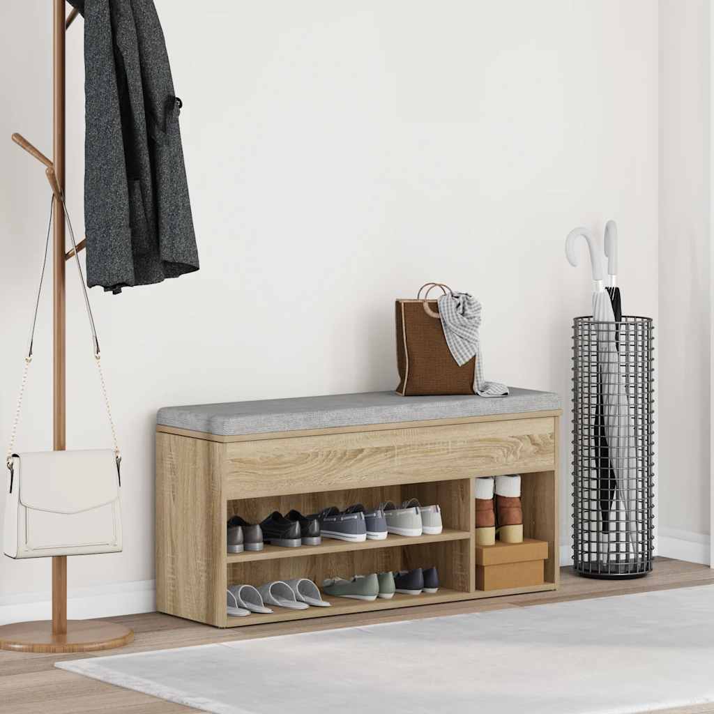 Shoe Bench Sonoma Oak 102x30.5x45 cm Engineered Wood