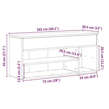 Shoe Bench Sonoma Oak 102x30.5x45 cm Engineered Wood