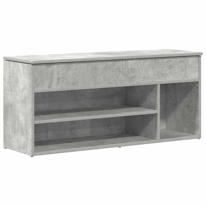 Shoe Bench Concrete Grey 102x30.5x45 cm Engineered Wood