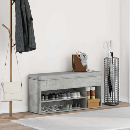 Shoe Bench Concrete Grey 102x30.5x45 cm Engineered Wood