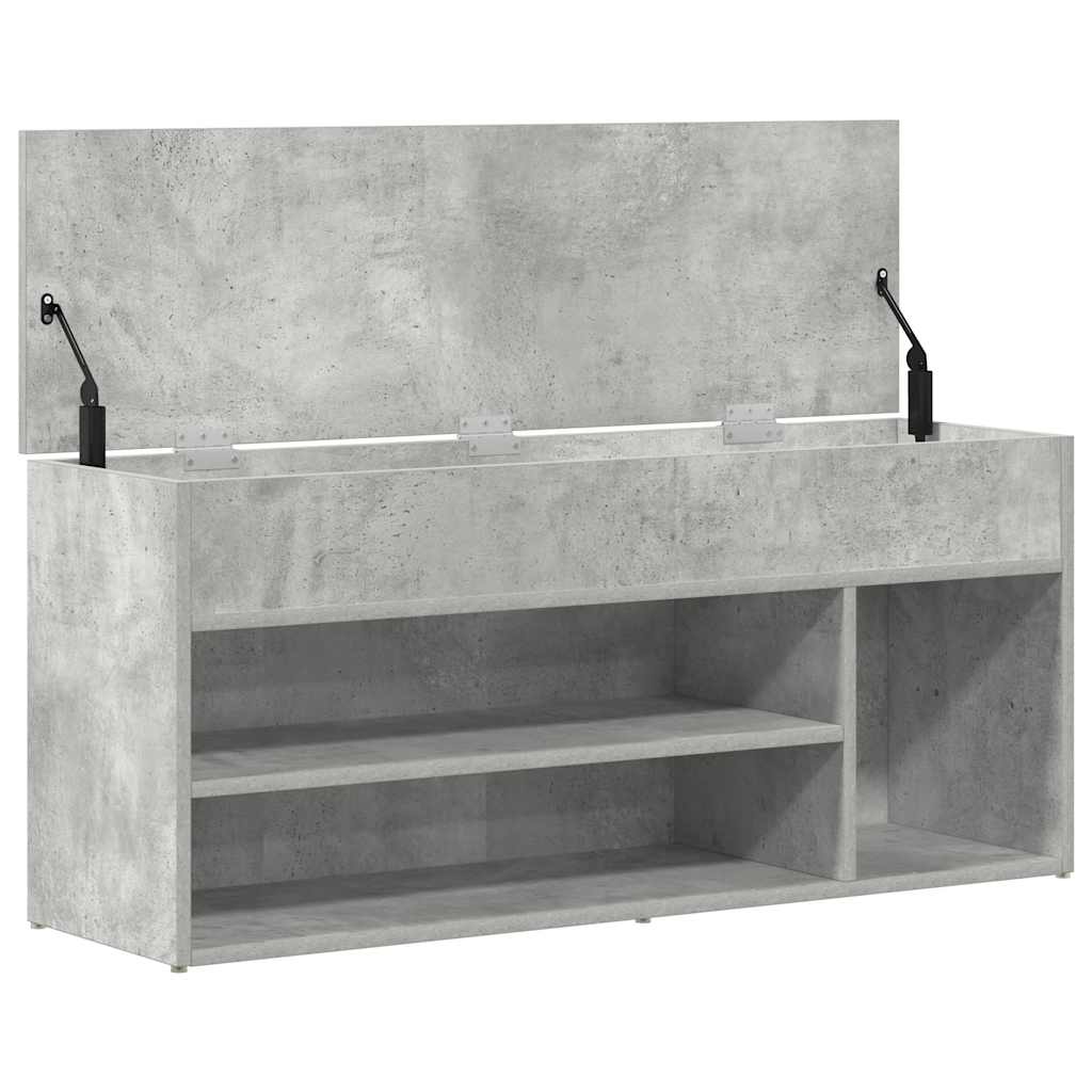 Shoe Bench Concrete Grey 102x30.5x45 cm Engineered Wood