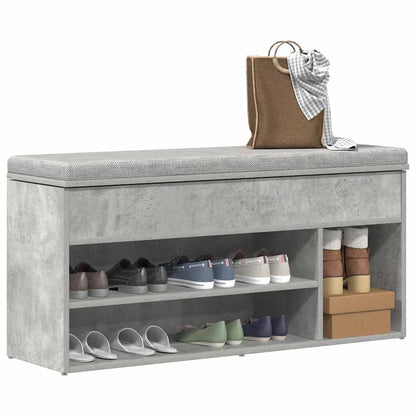 Shoe Bench Concrete Grey 102x30.5x45 cm Engineered Wood