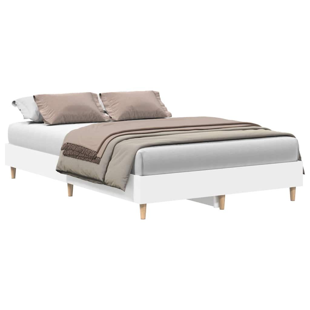 Bed Frame No Mattress White 140x190 cm Engineered Wood