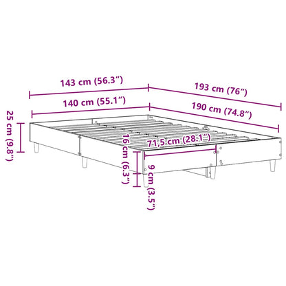 Bed Frame No Mattress White 140x190 cm Engineered Wood