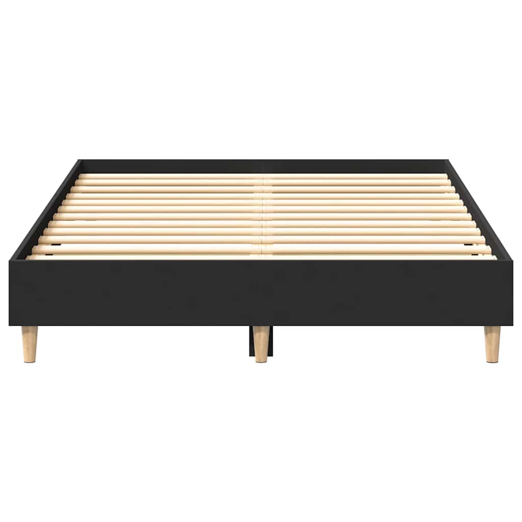 Bed Frame No Mattress Black 140x190 cm Engineered Wood