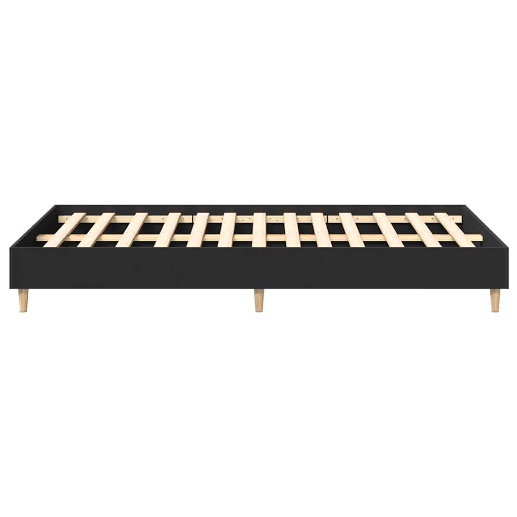 Bed Frame No Mattress Black 140x190 cm Engineered Wood