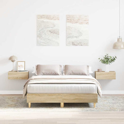 Bed Frame No Mattress Sonoma Oak 140x190 cm Engineered Wood