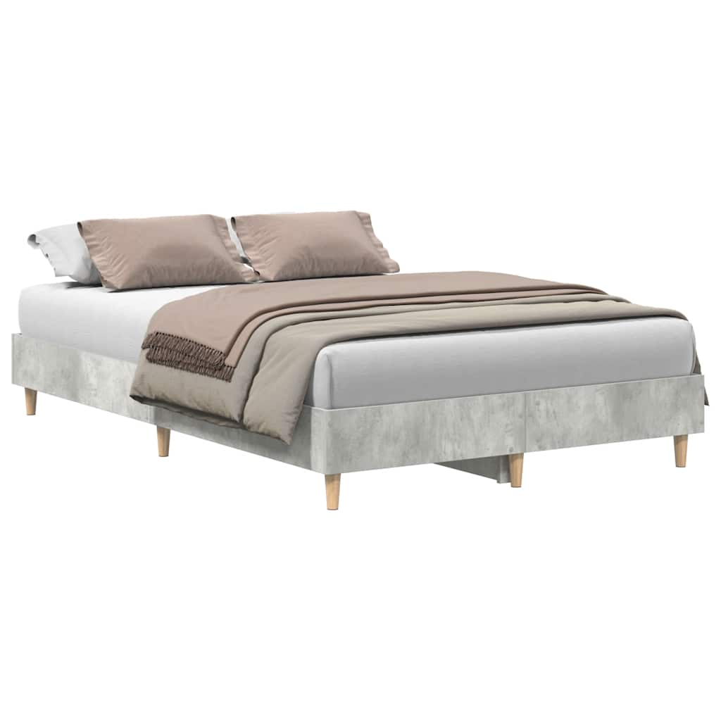 Bed Frame No Mattress Concrete Grey 140x190 cm Engineered Wood