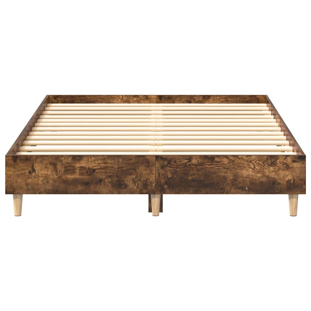 Bed Frame No Mattress Smoked Oak 140x190 cm Engineered Wood