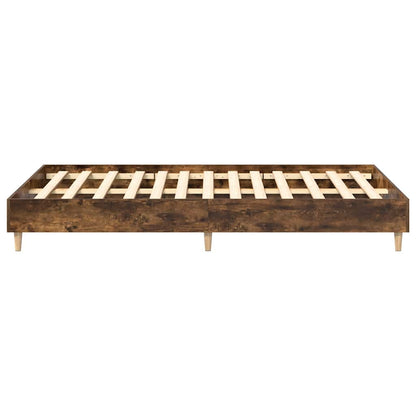 Bed Frame No Mattress Smoked Oak 140x190 cm Engineered Wood