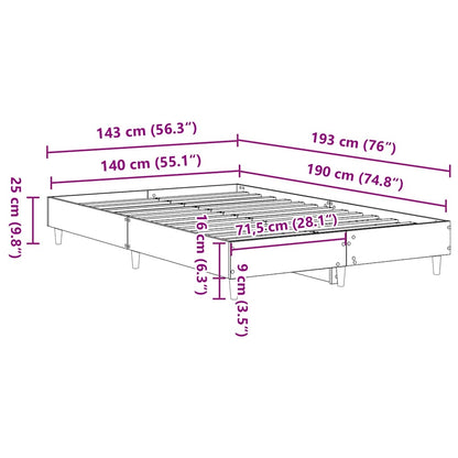 Bed Frame No Mattress Smoked Oak 140x190 cm Engineered Wood