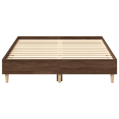 Bed Frame No Mattress Brown Oak 140x190 cm Engineered Wood