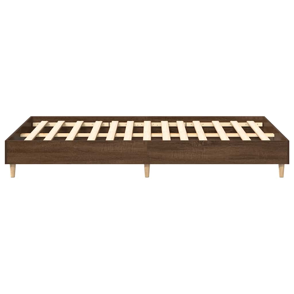 Bed Frame No Mattress Brown Oak 140x190 cm Engineered Wood