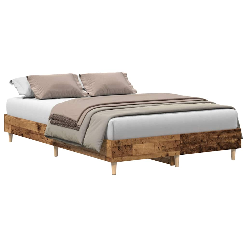 Bed Frame No Mattress Old Wood 140x190 cm Engineered Wood